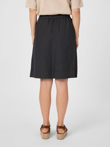 Women's Linen Skirt Dark blue, presented on a model