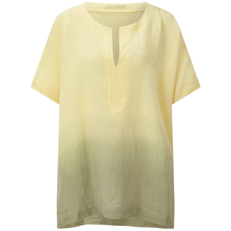 Dames blouse linnen batik, Geelgrijs