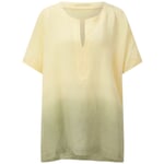 Dame-bluse i hør-batik Gul-grå