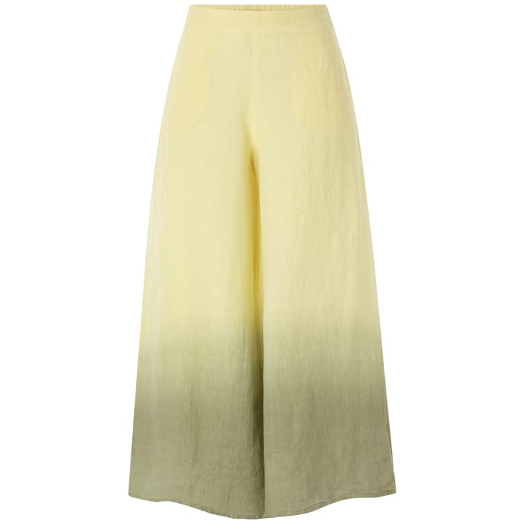 Women's pants linen batik, Yellow-Grey