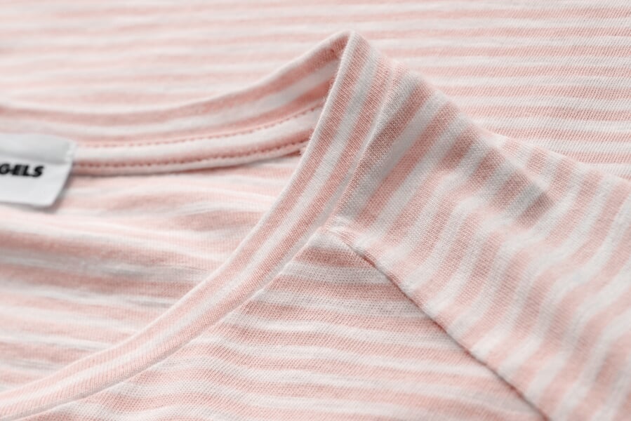 Women's Striped Shirt Apricot-White, close-up