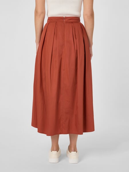 Women's Cotton Satin Skirt Rust red, presented on a model