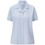 Ladies pajama shirt seersucker Light blue-white