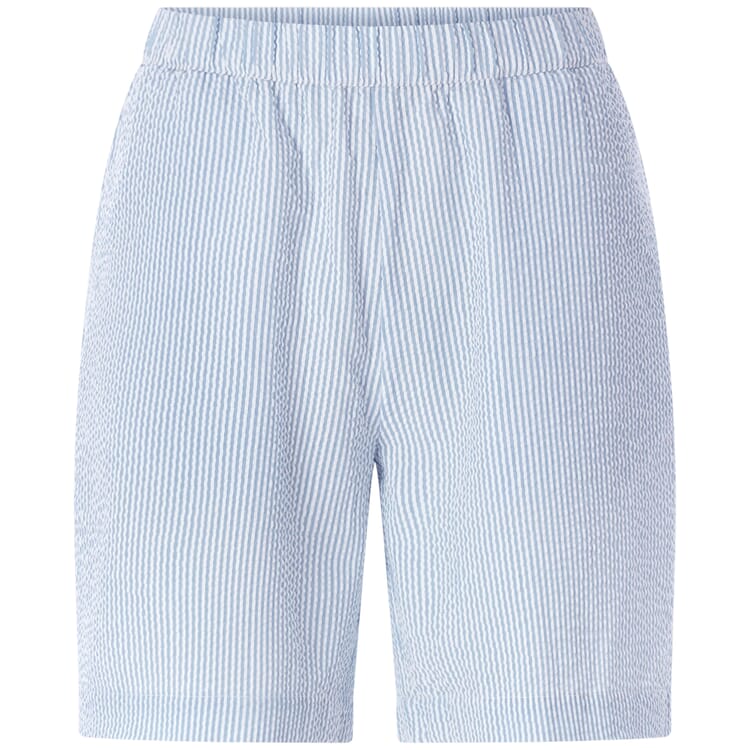Pyjamashort seersucker voor dames, Licht blauw-wit