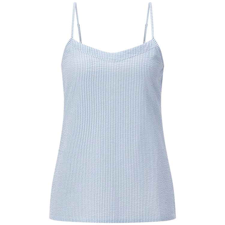 Top pyjama femme en seersucker, Bleu clair-blanc