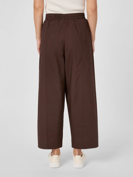 Women's Fabric Pants Brown, presented on a model