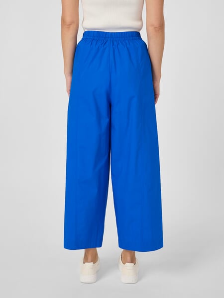 Women's Fabric Pants Blue, presented on a model