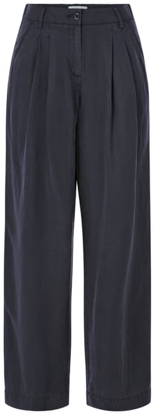Damen-Bundfaltenhose Lyocell Dunkelblau