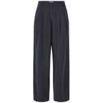 Damen-Bundfaltenhose Lyocell Dunkelblau