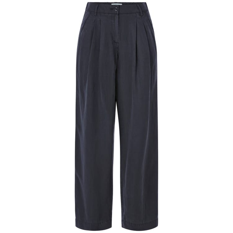 Women's Lyocell Pleated Pants, Dark blue