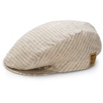 Children’s Striped Linen Flat-Brimmed Cap Natural White