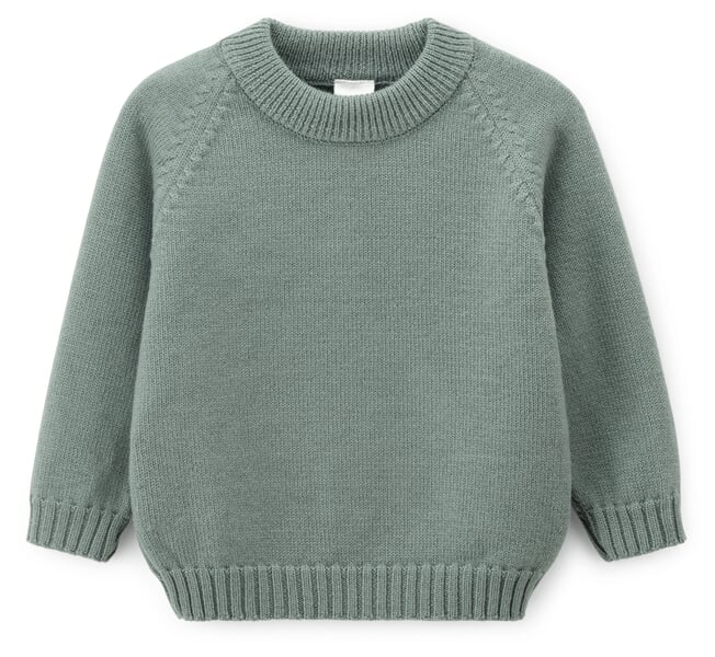 Kinder-Pullover Merinowolle Salbei
