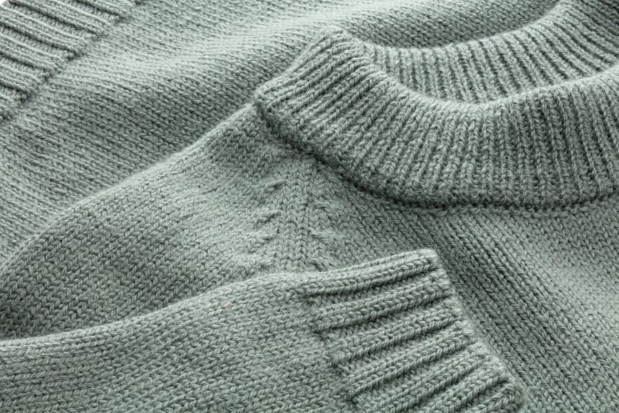 Kinder-Pullover Merinowolle Salbei, Detailsicht