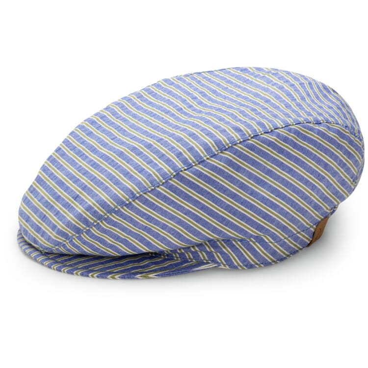 Casquette à visière pour enfant en coton rayé, Bleu-vert