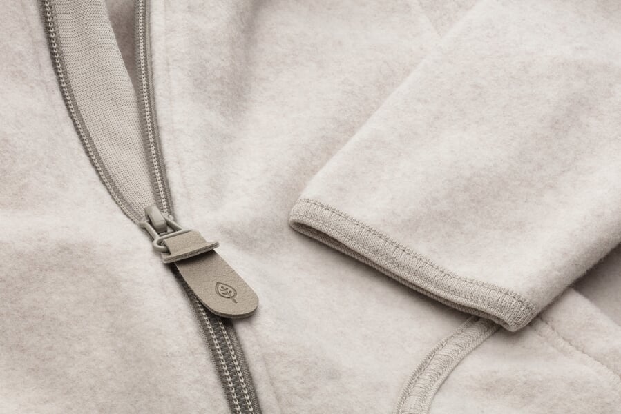 Kinder-Jacke Baumwollfleece Natur, Detailsicht