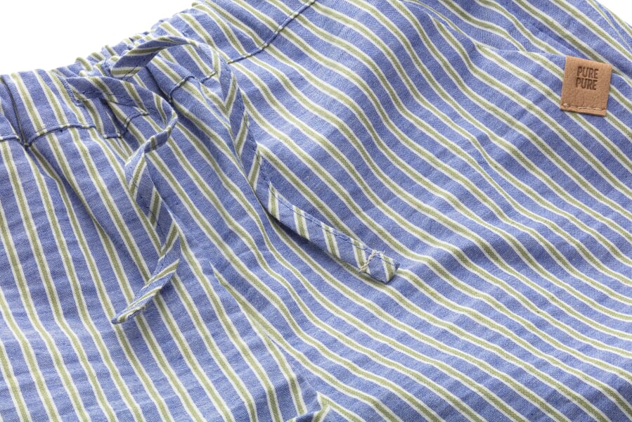 Kinder-Shorts Baumwolle gestreift Blau-Grün, Detailsicht