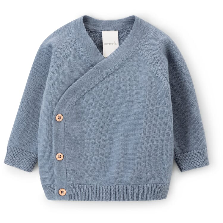 Veste croisée pour bébé en laine mérinos, Bleu