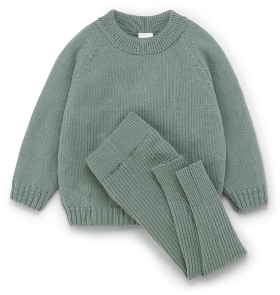Kinder-Pullover Merinowolle Salbei