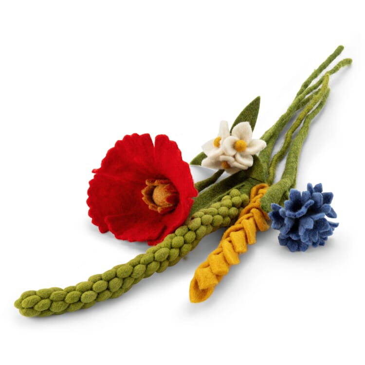 Vildblomsterbuket i filt