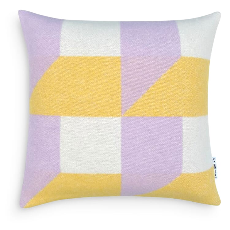 Taie d'oreiller en laine vierge Cubics, Jaune-violet