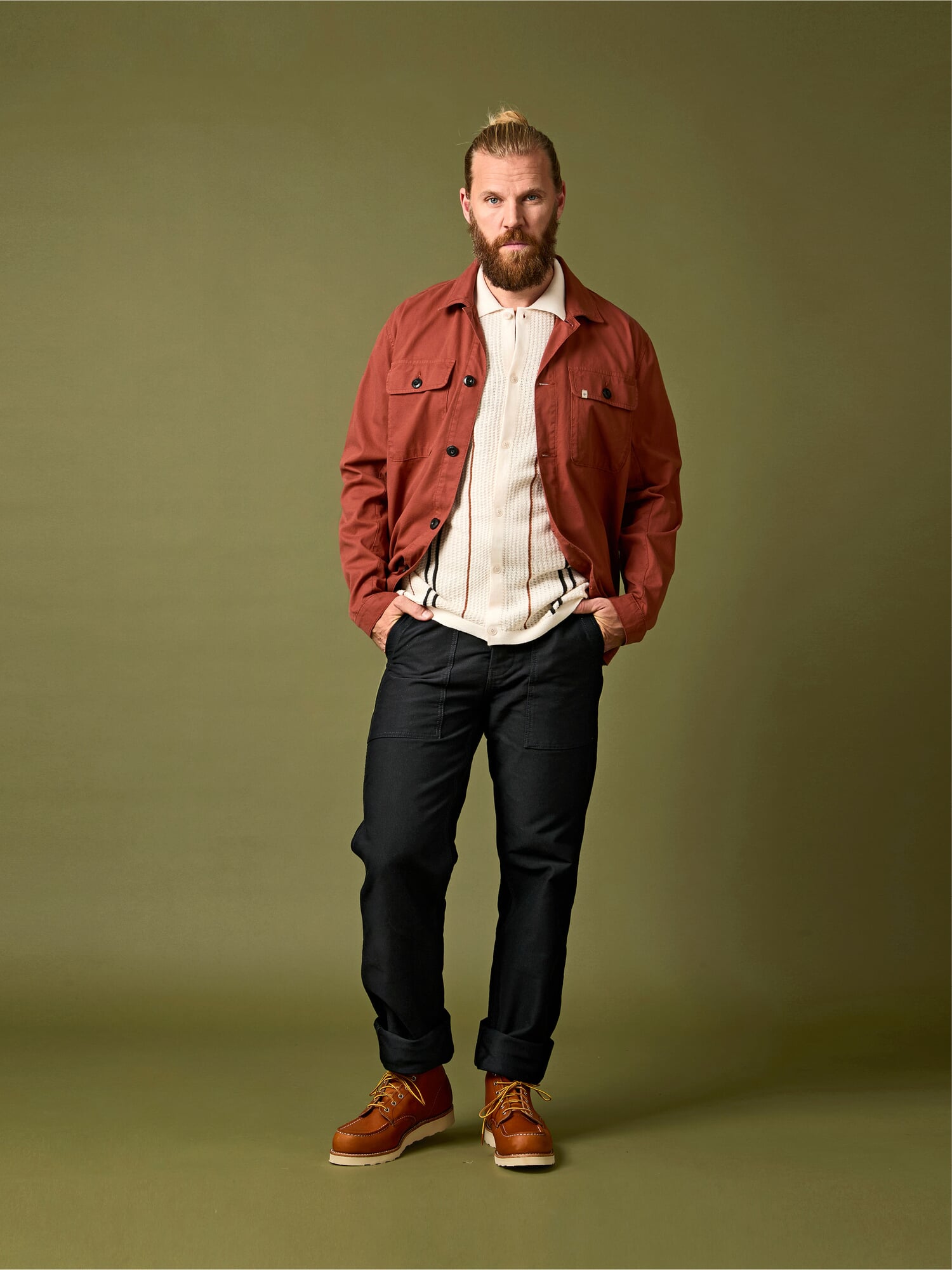 Men's cotton shirt jacket, Rust | Manufactum