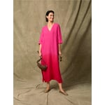 Ladies dress linen batik Pink-red