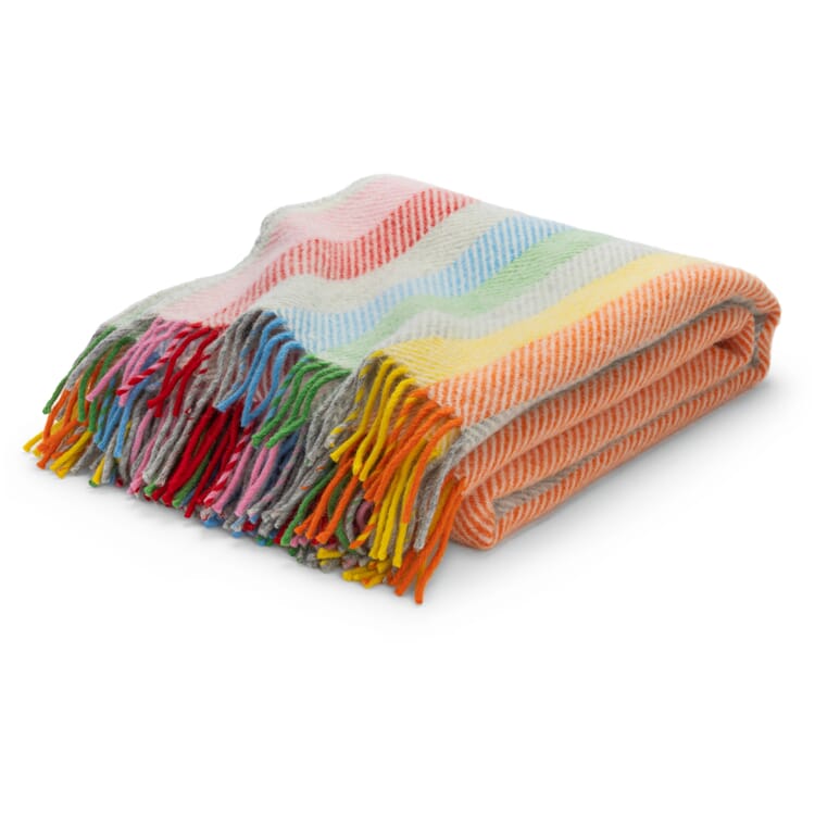 Couverture en laine vierge rayée multicolore