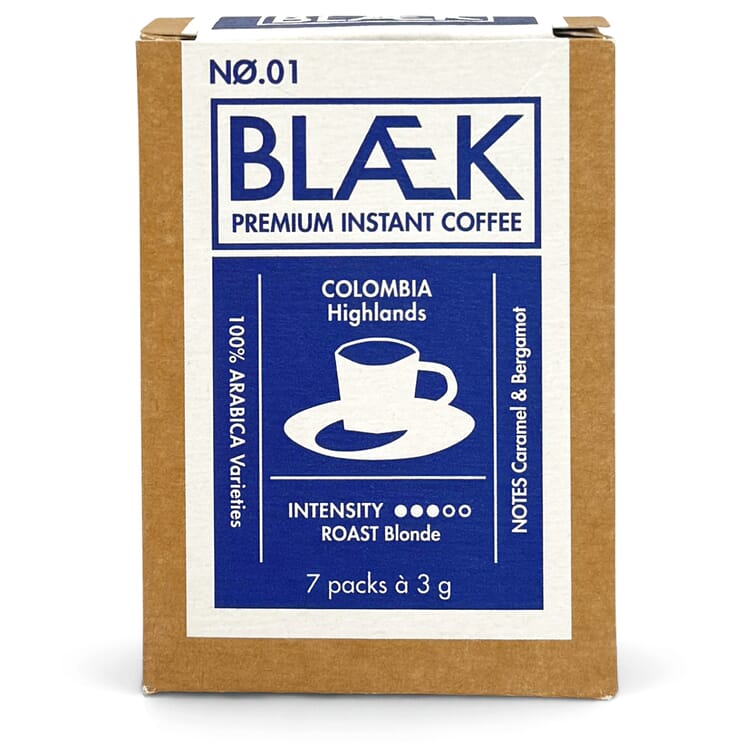 Caffè solubile Blaek, tostatura chiara, confezione