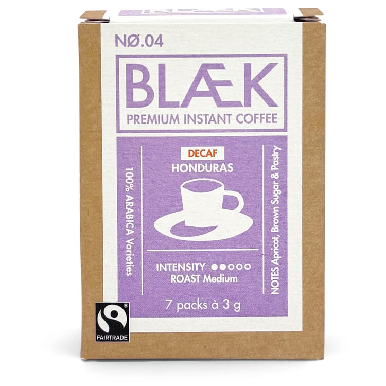 Blaek organic instant coffee, Decaf, box
