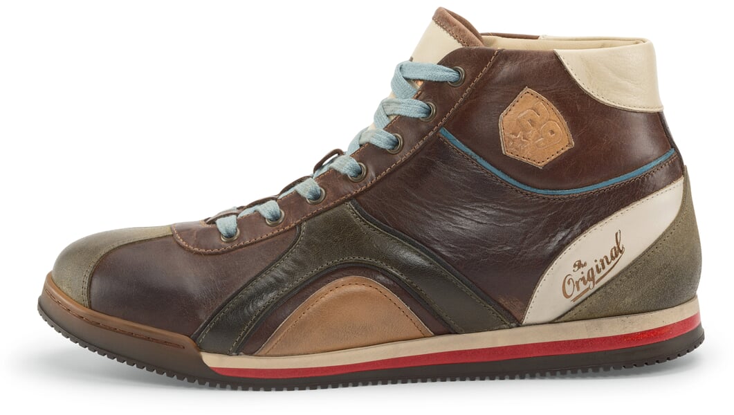 Leren herensneaker Scudo hoog Bruin-olijf