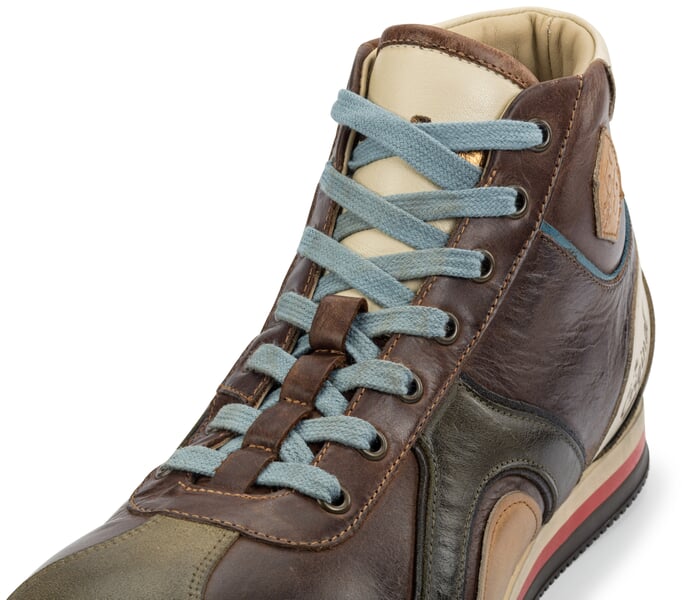 Herren-Ledersneaker Scudo hoch Braun-Oliv, Detailsicht