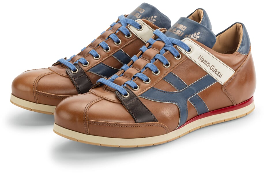 Herren-Ledersneaker Tifo Cognac-Blau