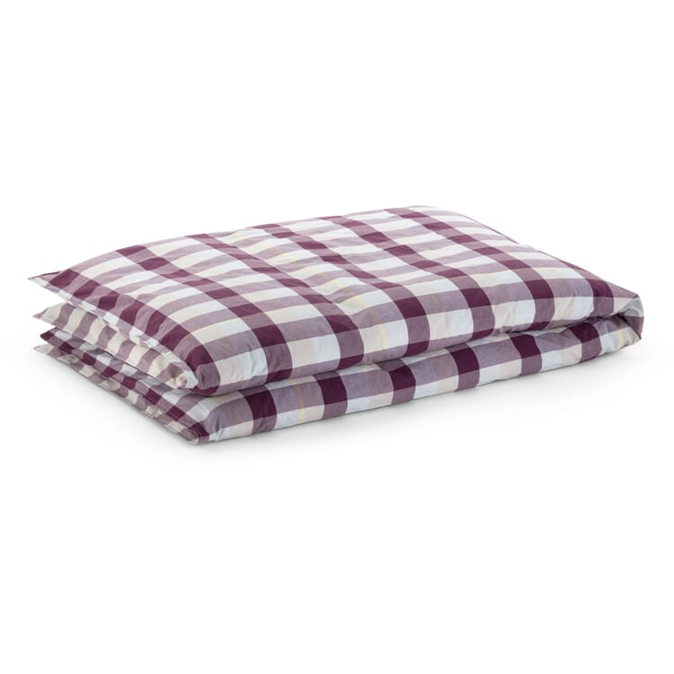Housse de couette en coton à carreaux, Aubergine