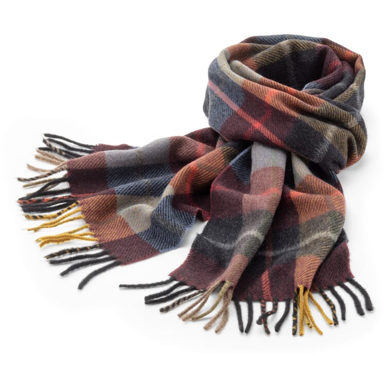 Multicolored cashmere scarf, blue and red