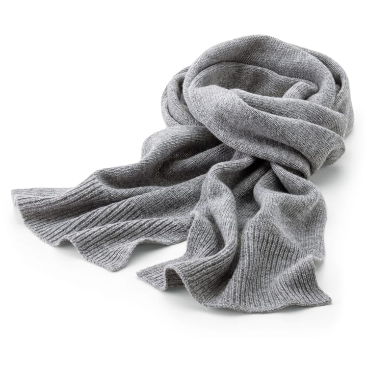 Sciarpa lavorata a maglia in lana e cashmere, grigio melange