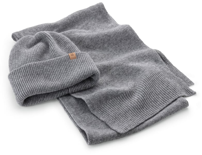 Bonnet en laine et cachemire, gris chiné