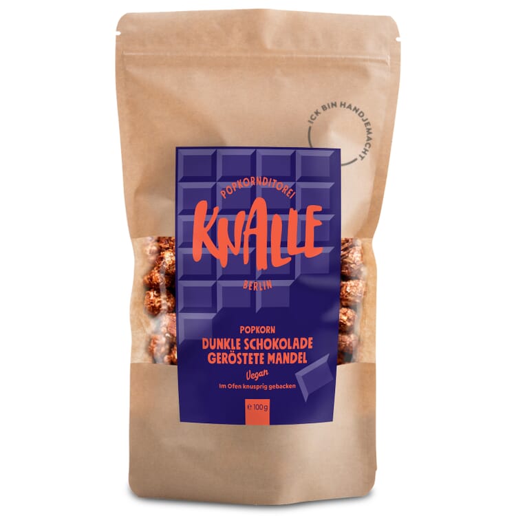 Popcorn belgisk chokolade og ristede mandler vegansk