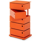 Contenedor con cajones giratorios de chapa de acero, 5 compartimentos Rojo anaranjado