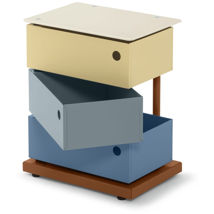 Hinged drawer container, sheet steel, triple Polychrom Alessandro