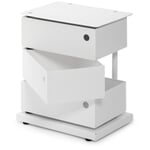 Hinged drawer container, sheet steel, 3 compartments, white
