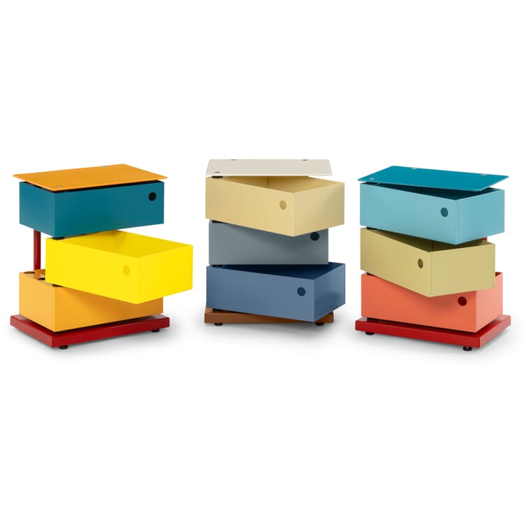 Hinged drawer container, sheet steel, triple polychrome Dario