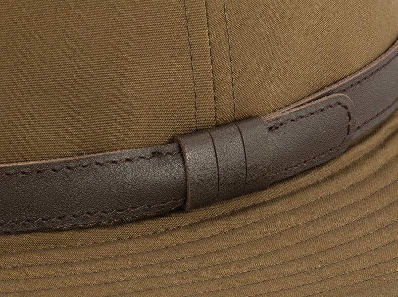 Gewaxte outdoorhoed voor heren Oliv, close-up
