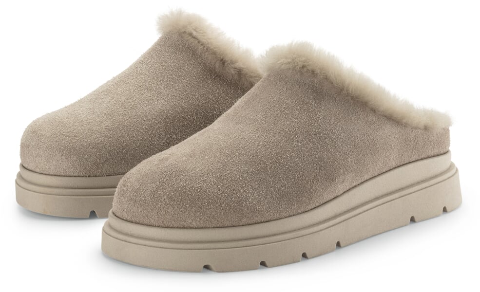 Chaussons pour femme en cuir velours Beige