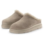 Damenhausschuh Veloursleder Beige