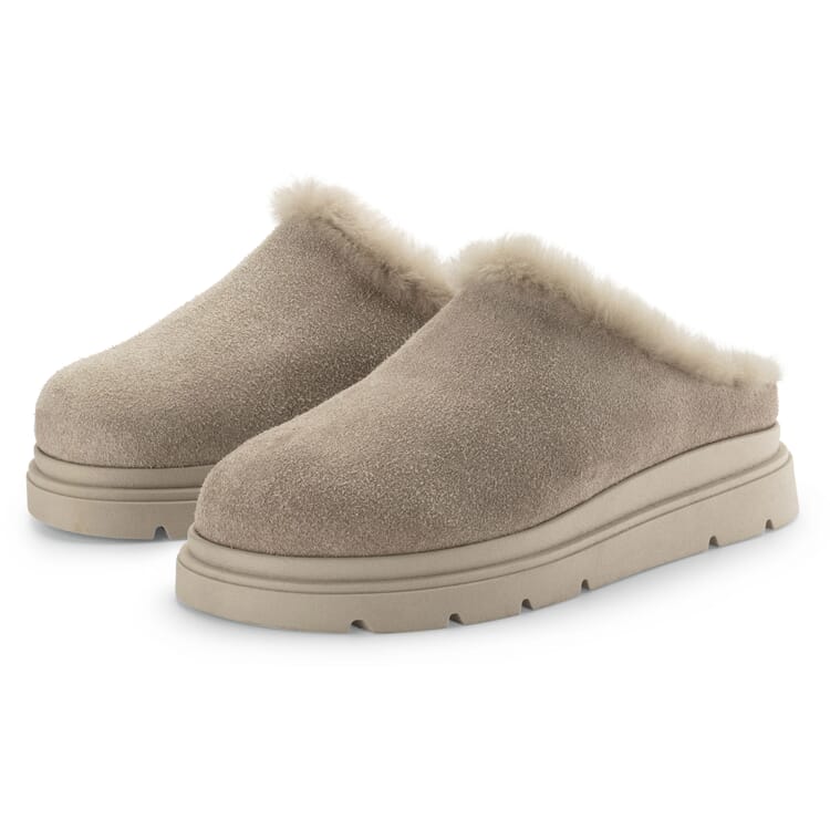 Damenhausschuh Veloursleder, Beige