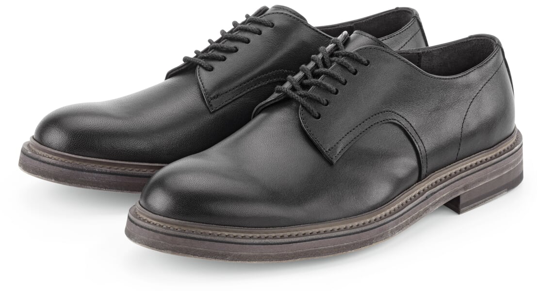 Zapatos planos con cordones para hombre Negro