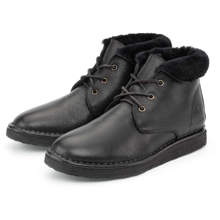Damen-Lederboot gefüttert, Schwarz