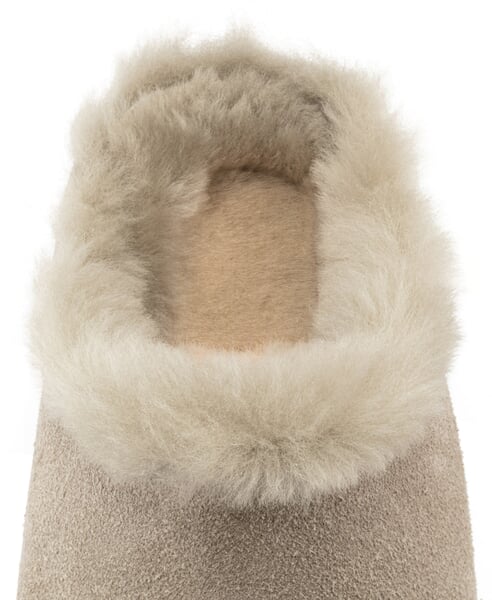 Damenhausschuh Veloursleder Beige, Detailsicht