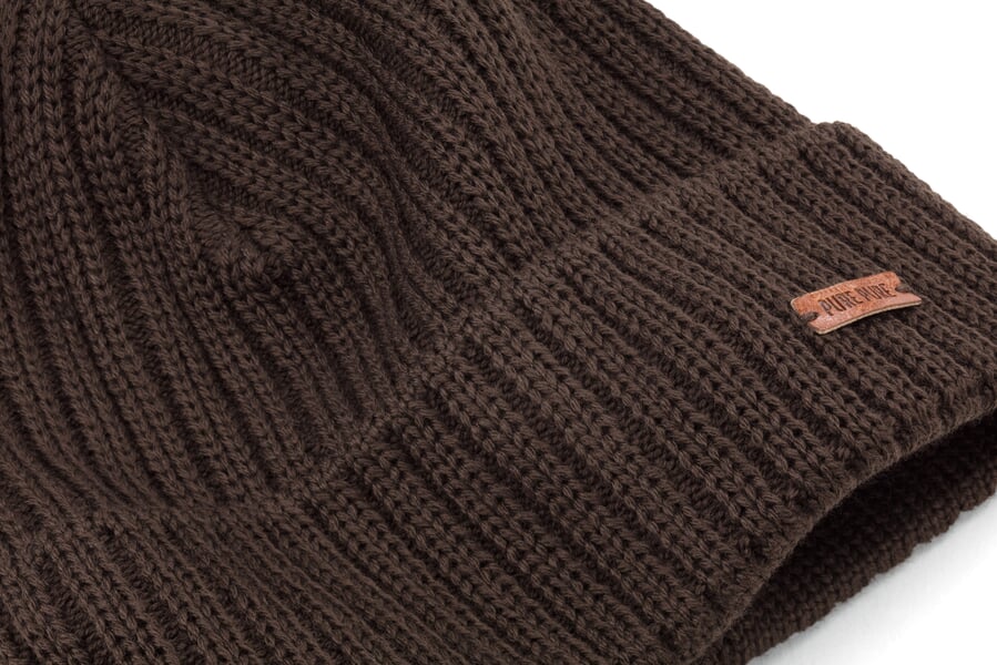 Berretto in maglia di lana, marrone scuro, Detailsicht