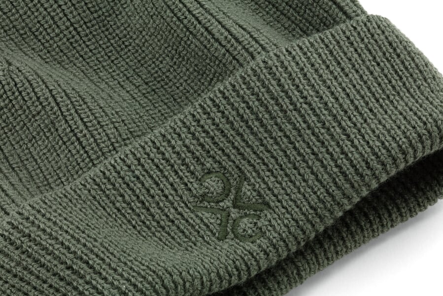 Strickmütze Wolle Olivgrün, Detailsicht